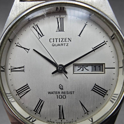 Citizen CQ Watch Men 35mm Silver Dial Silver Tone Daydate Round 4-211138 PARTS2