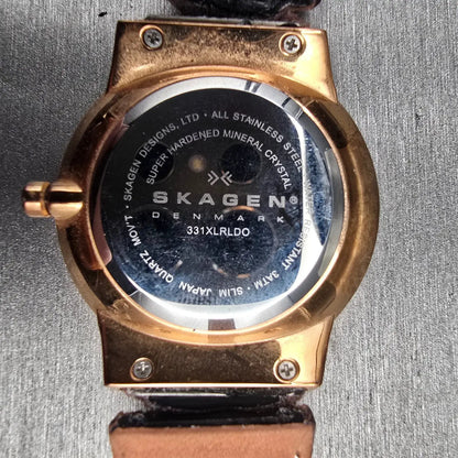 Skagen Watch Men 38mm Brown Dial Rose Gold Daydate Round 331XLRLD New Batt READ10