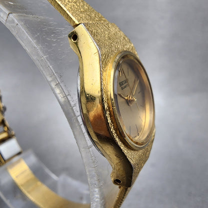 Seiko Watch Women 19mm Gold Dial Gold Tone Round 2P210A79 New Battery VTG3