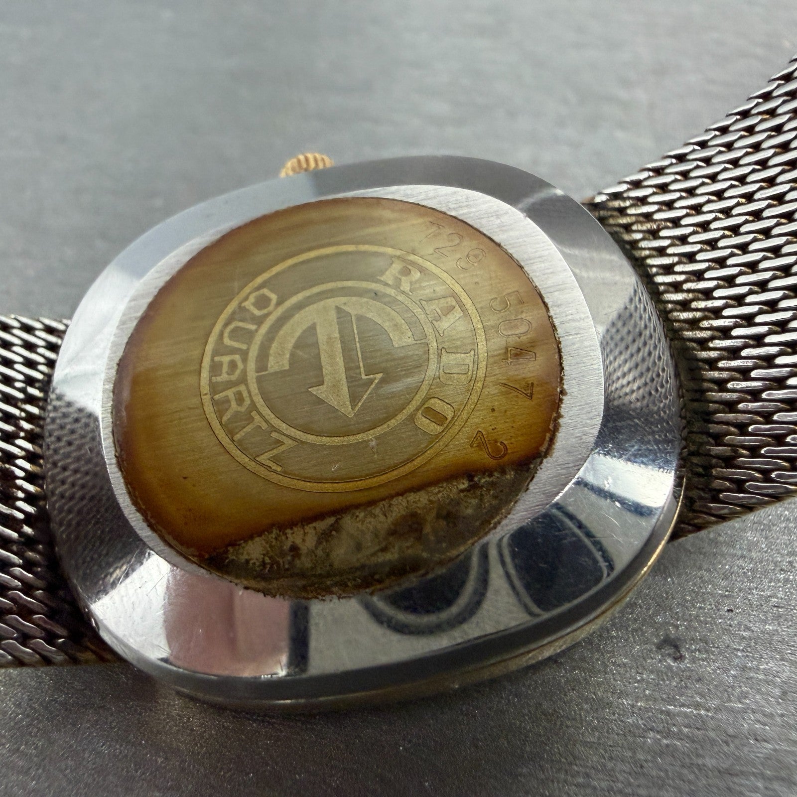 Rado Custom Watch Men 31mm Silver Dial Gold Tone Date oval 729.5047.2 PARTS10
