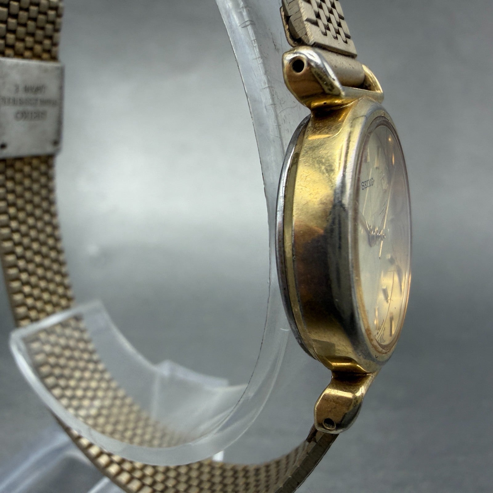 Seiko Watch Women 22mm Champagne Dial Gold Tone Round 4n21-0052 New Battery VTG3