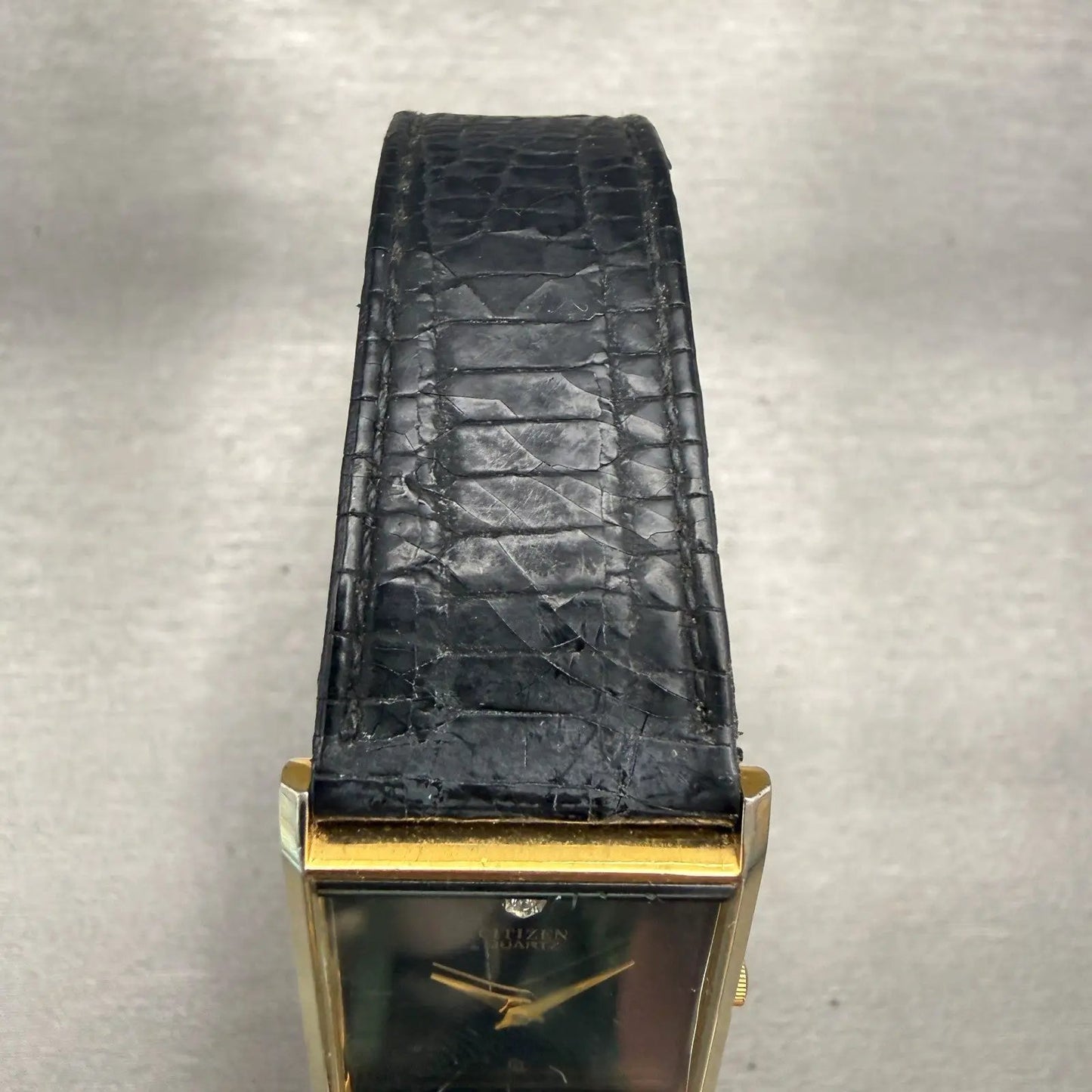 Citizen CQ Tank Watch Men 23mm Black Dial Gold Tone 6020-K00519 New Battery4