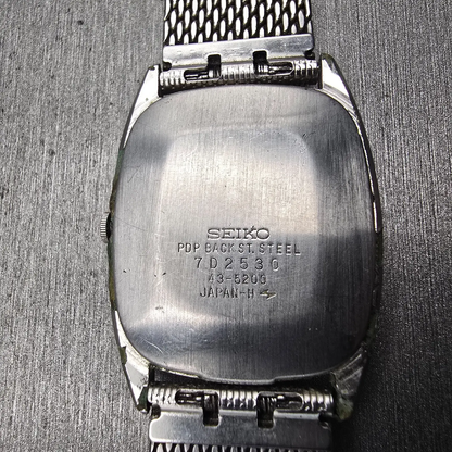 Seiko Watch Men 37mm Silver Dial Silver Tone Rectangle 43-5200 New Battery VTG10