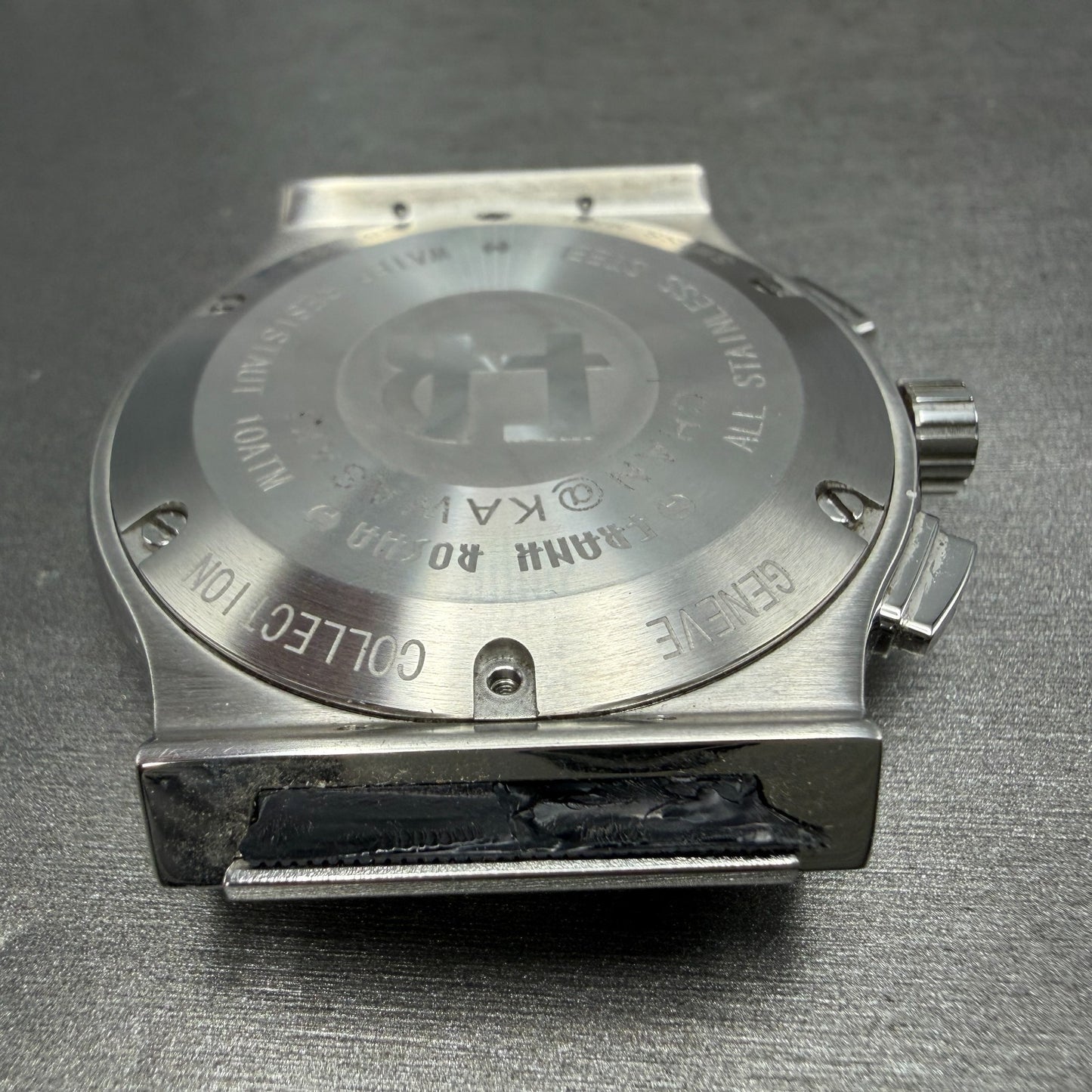 Frank Rosha Chronograph Watch Men 45mm Black Dial Steel Date Gem Bezel New batt9