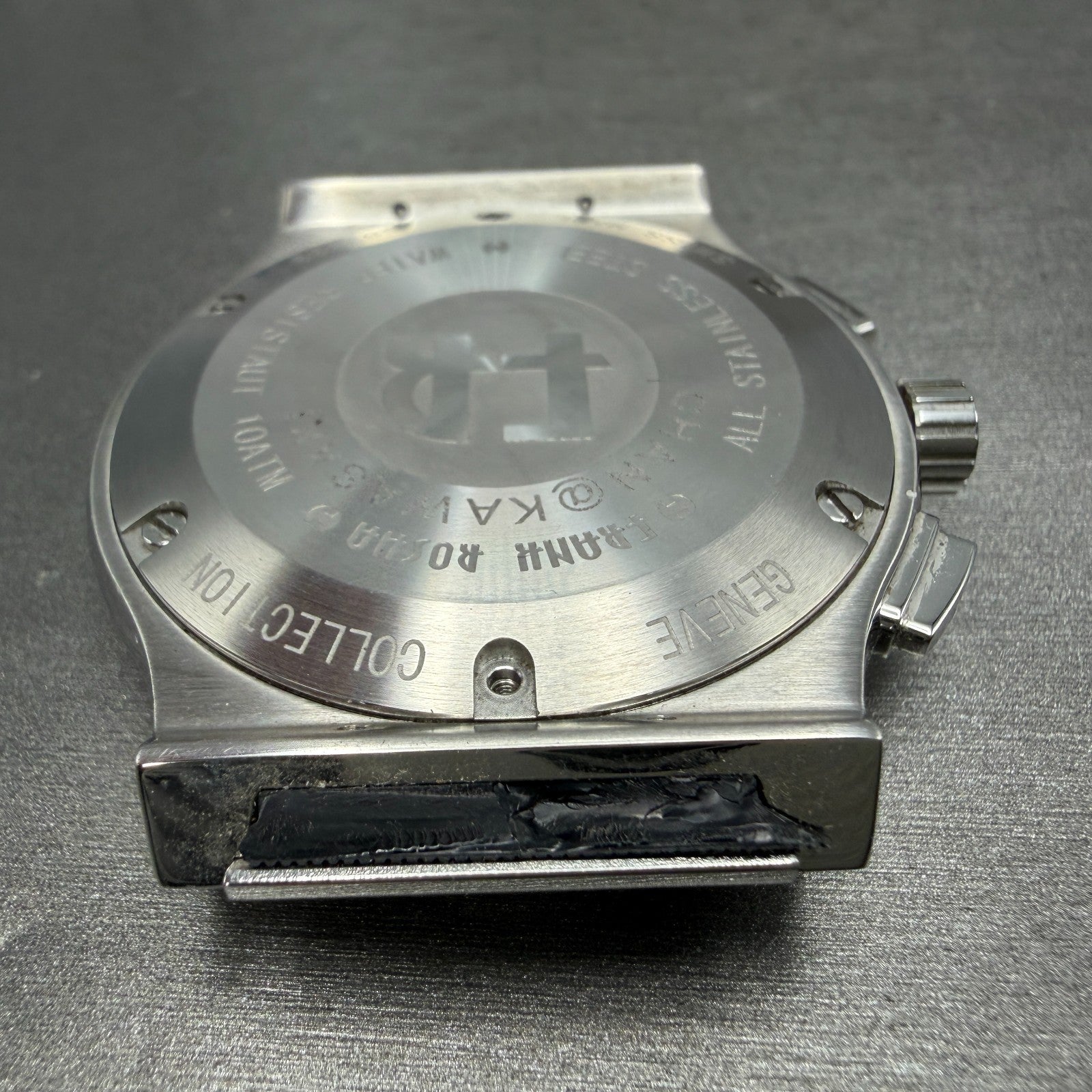 Frank Rosha Chronograph Watch Men 45mm Black Dial Steel Date Gem Bezel New batt9