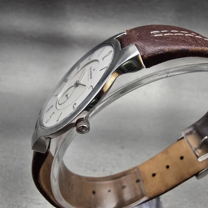 Skagen Watch Men 34mm Silver Dial Silver Tone Round 433LSL1 READ!!!! New Battery2