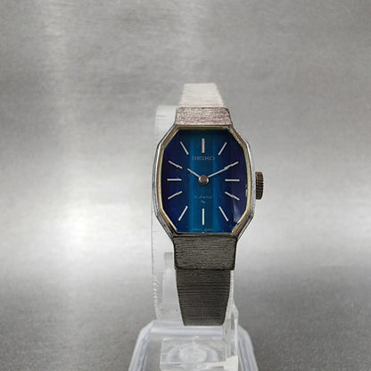 Seiko Watch Women 18mm Blue Dial Silver Tone Manual Octagon 113770 Runs5