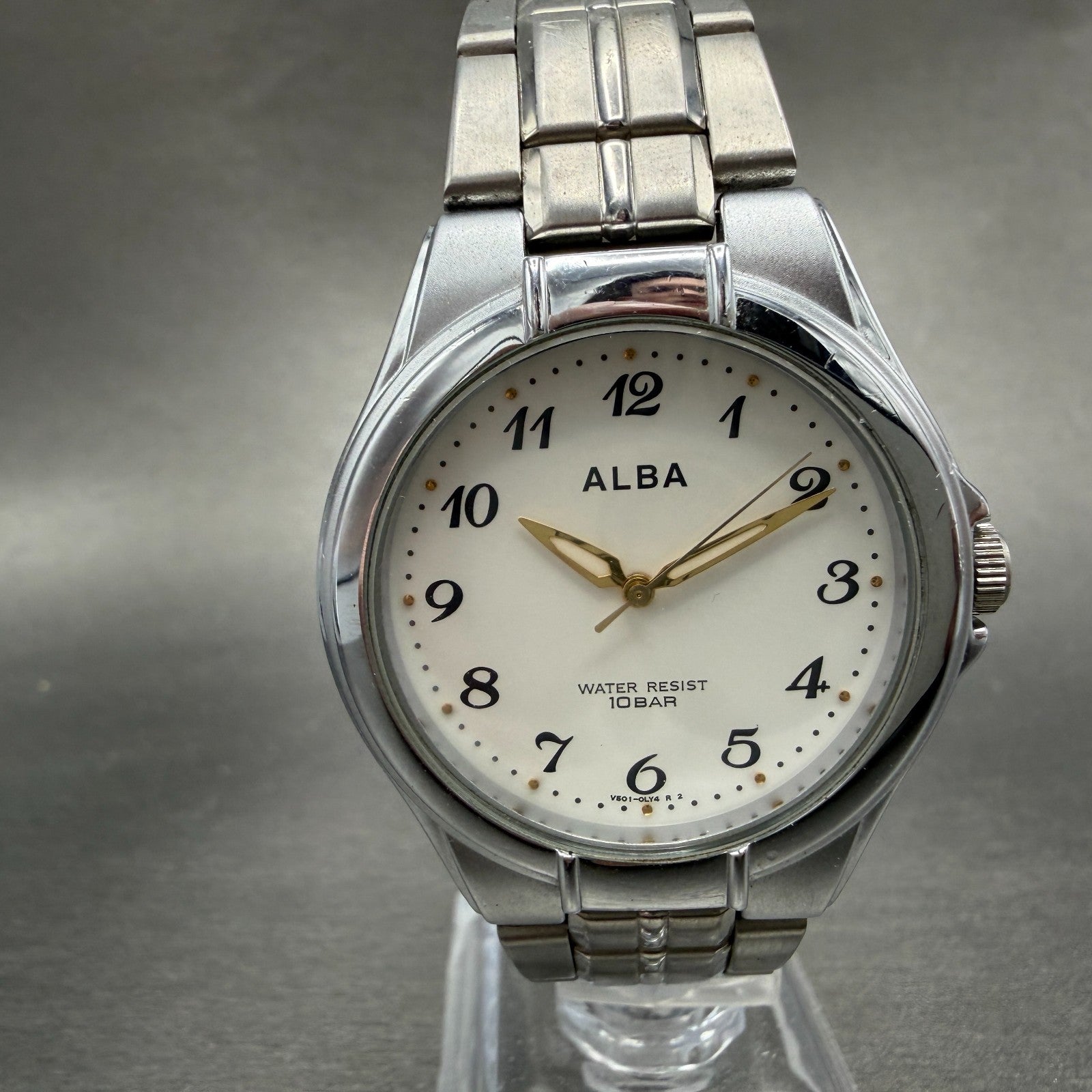 Seiko Alba Watch Men 35mm White Dial Silver Tone Round V501-0DP0 New Battery0