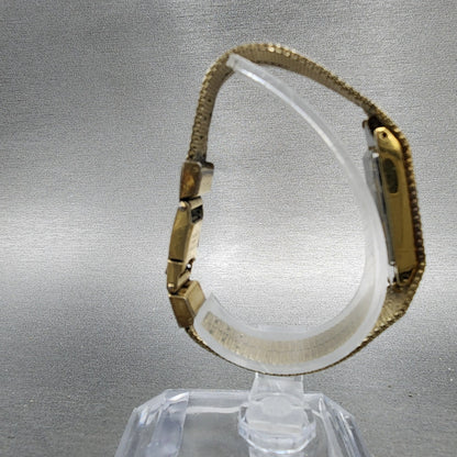 Seiko Tank Watch Women 12mm Champagne Dial Gold Tone 13205039 New Battery8
