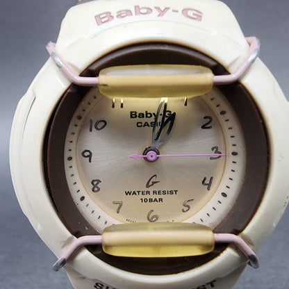 Casio BabyG BG31 Watch Women 40mm Cream Dial Brown Tone Round New Battery1