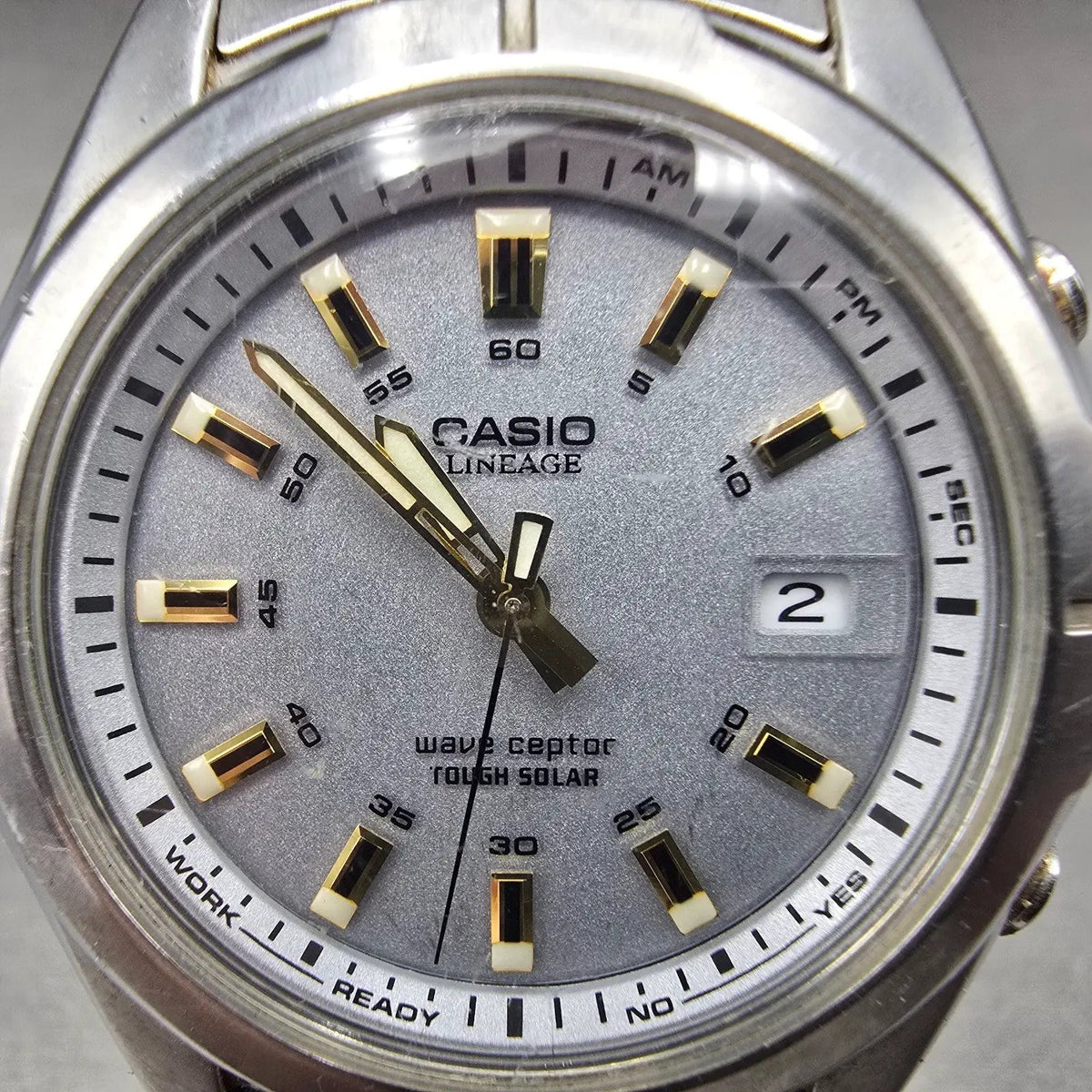 Casio Lineage LIW-101 Watch Men 38mm Gray Dial Steel Date Solar Round Runs JDM1