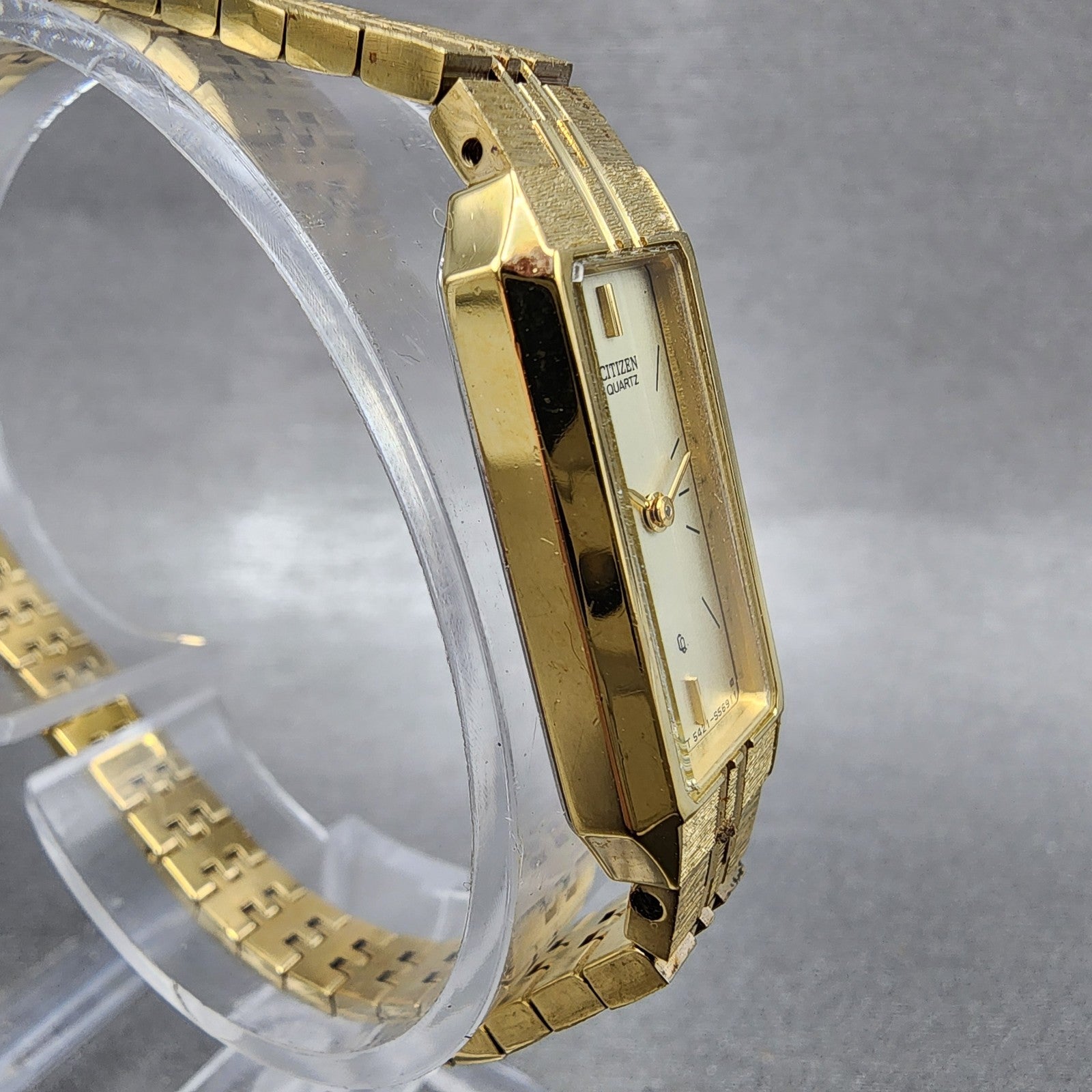 Citizen CQ Tank Watch Women 13mm Champagne Dial Gold Tone Rectangle New Battery3