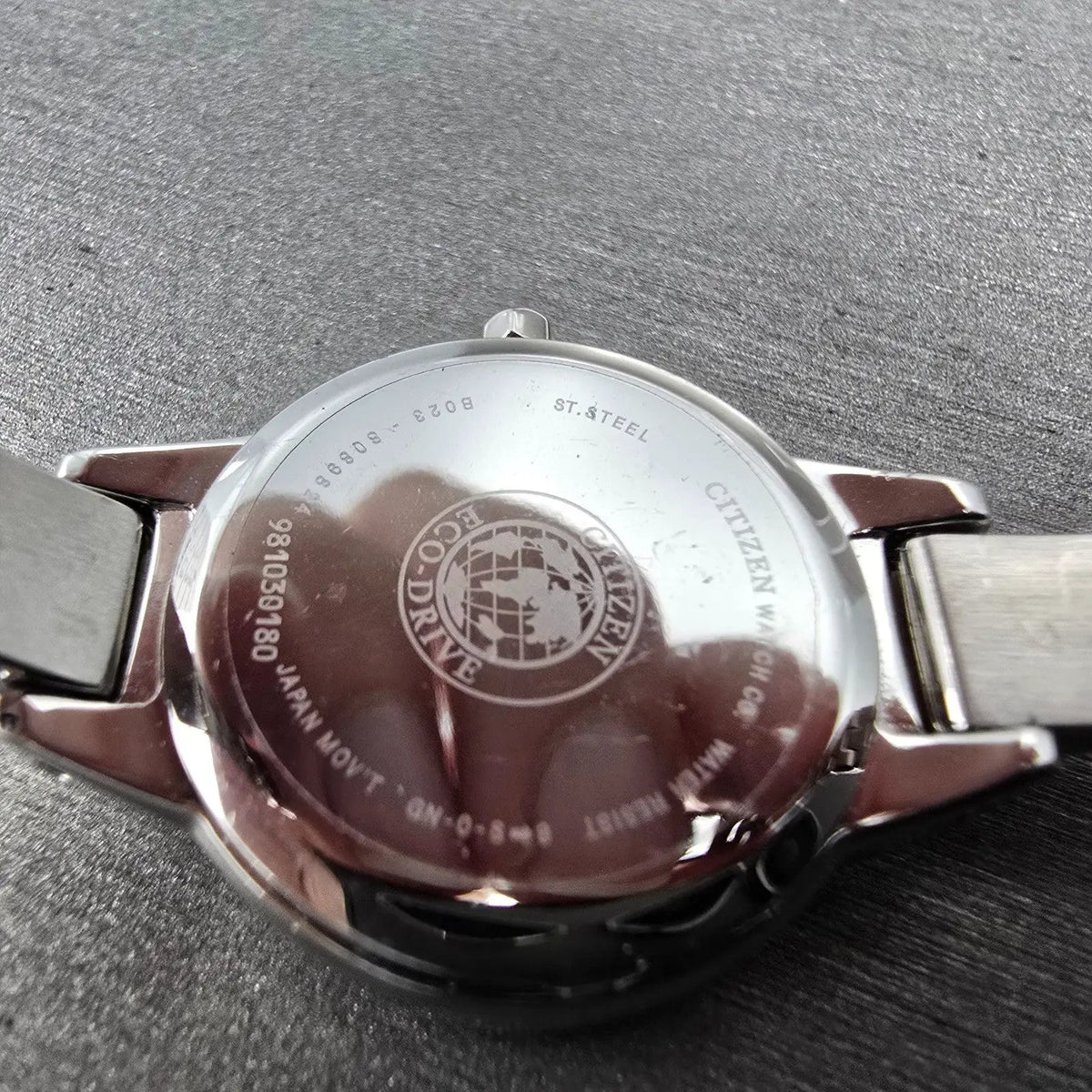 Citizen Eco-Drive Watch Women 23mm Black Dial Silver Round B023-S089824 Runs9