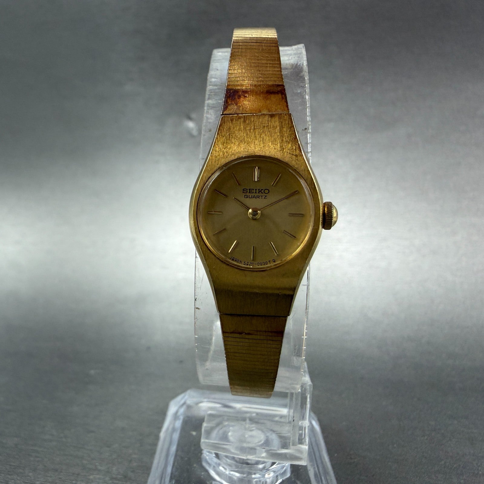 Seiko Watch Women 16mm Champagne Dial Gold Tone Round 5420-0029 New Battery VTG5
