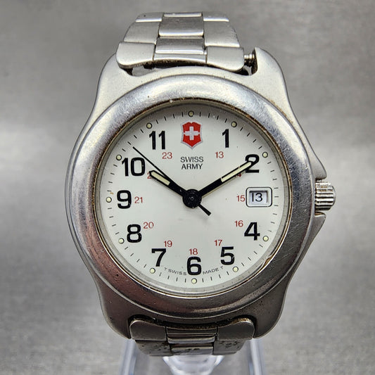 Victorinox Swiss Army Officer Watch Women 30mm White Dial Silver Date New Batt0