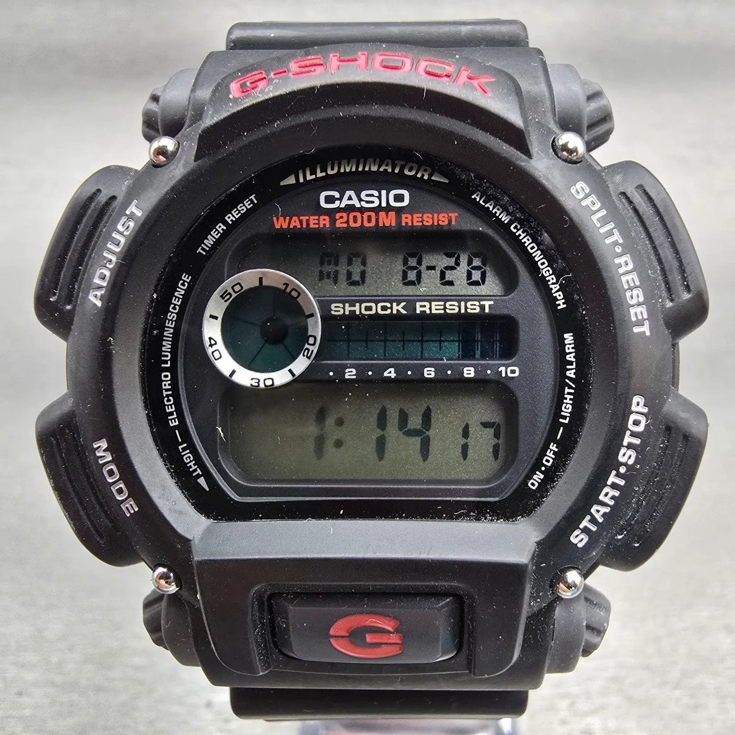 Casio G-Shock DW-9052 Watch Men 47mm Black Dial Black Chrono Alarm New Battery P1