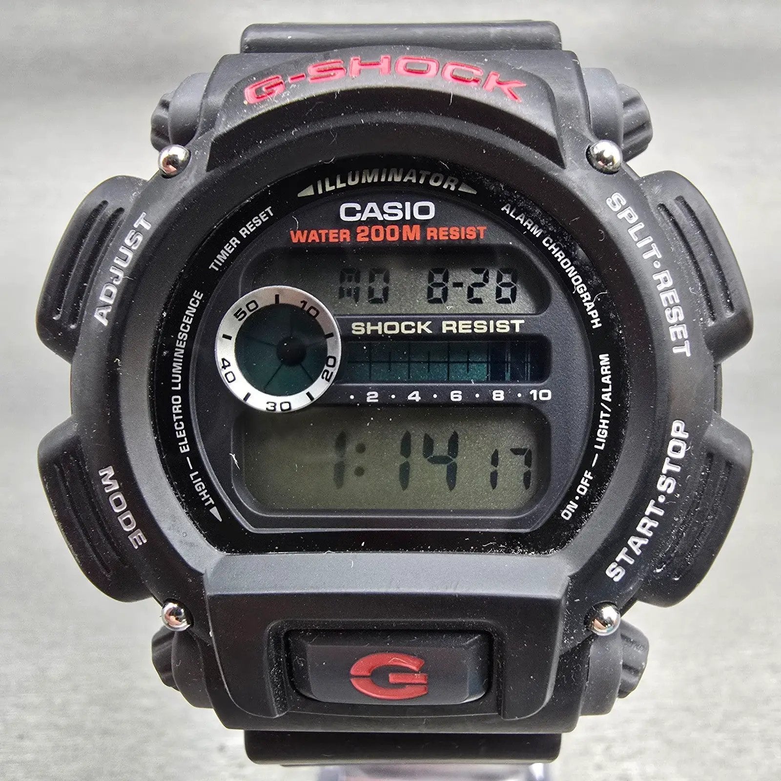 Casio G-Shock DW-9052 Watch Men 47mm Black Dial Black Chrono Alarm New Battery P1