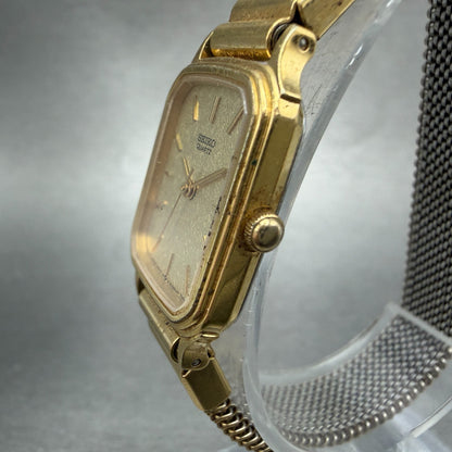 Seiko Tank Watch Women 20mm Champagne Dial Gold Tone 7321-5270 New Battery2