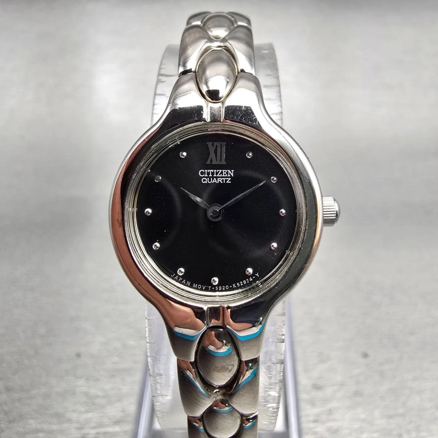 Citizen Watch Women 20mm Black Dial Silver Tone Round 5920-K17501 New Battery0