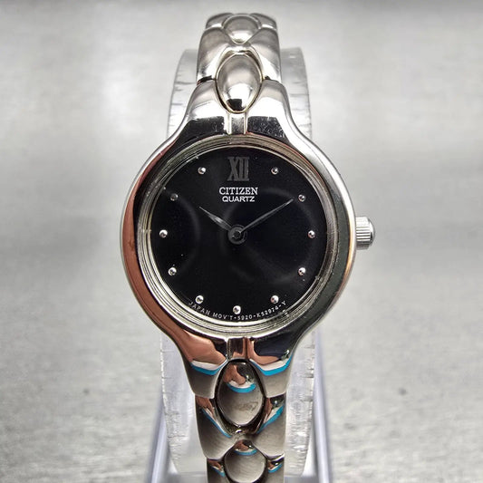 Citizen Watch Women 20mm Black Dial Silver Tone Round 5920-K17501 New Battery0