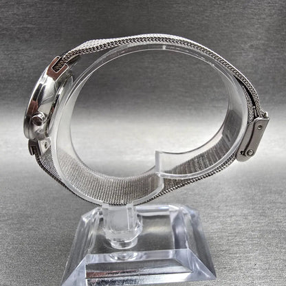 Skagen Watch Women 26mm Silver Dial Silver Tone Date Round 355SSS1 New Battery J6