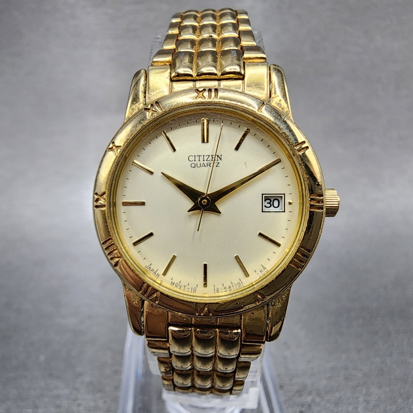 Citizen Watch Women 24mm Cream Dial Gold Tone Date Round 1012K13131 New Battery0