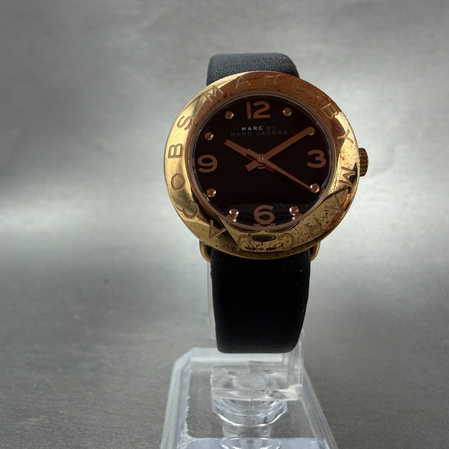 Marc Jacobs Mini Amy Watch Women 26mm Black Dial Rose Gold Tone MBM1227 New Batt5