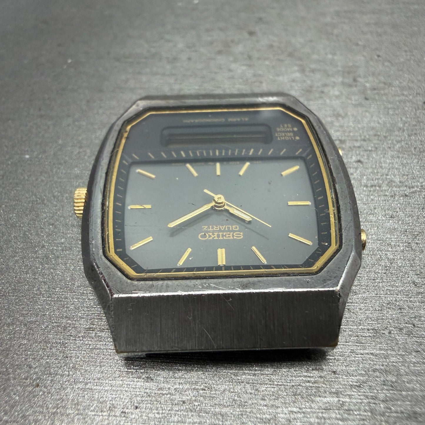 Seiko Analog Digital Watch Men 33mm Black Dial Black Tone Alarm H601-5479 PARTS5