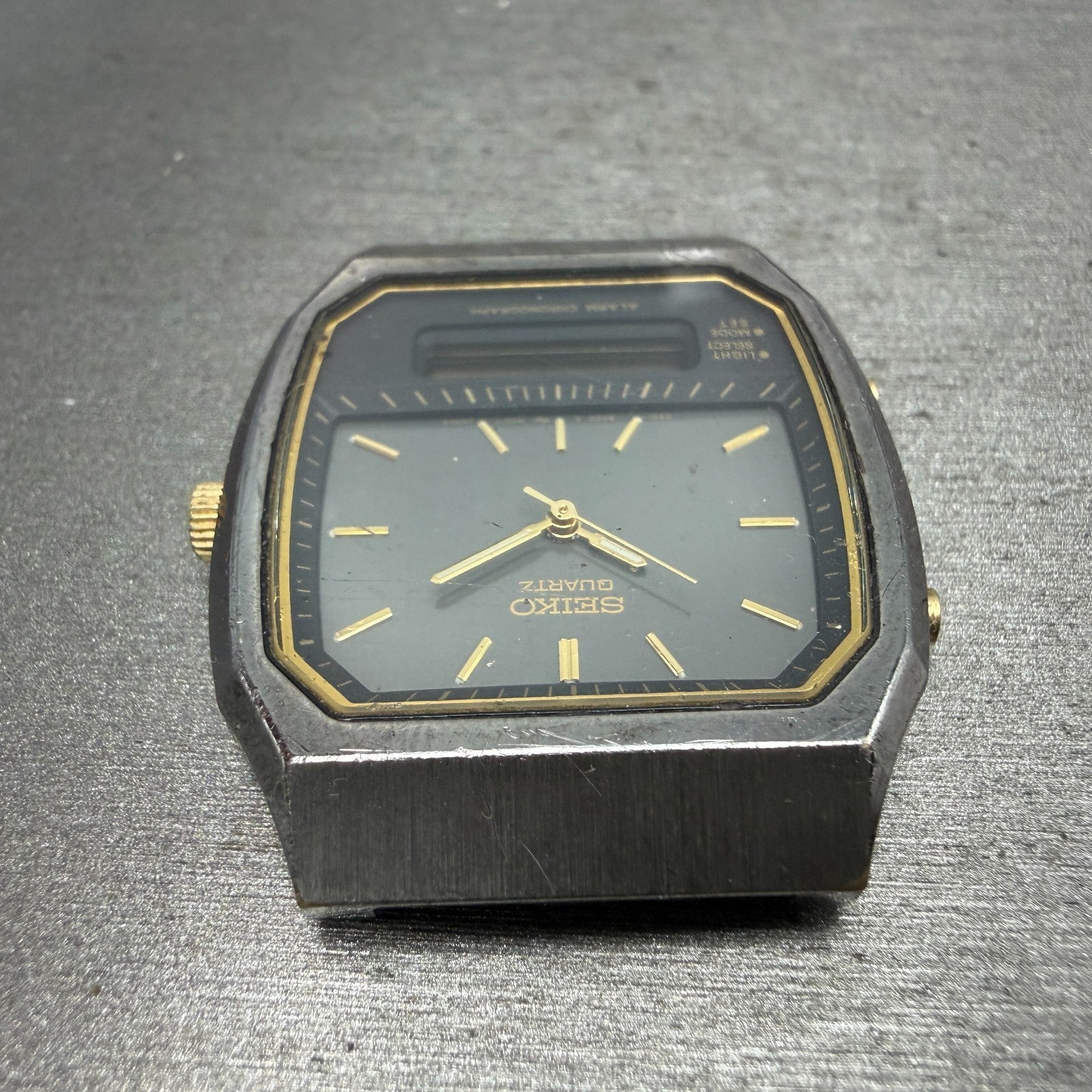 Seiko Analog Digital Watch Men 33mm Black Dial Black Tone Alarm H601-5479 PARTS5