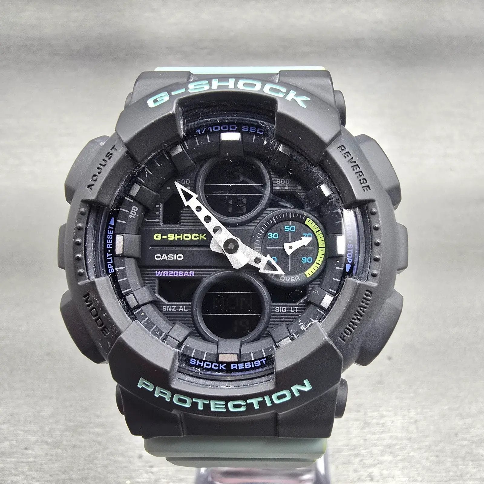 Casio G-Shock GMA-S140 Watch Women 46mm Black Gray Alarm Chronograph New Battery0