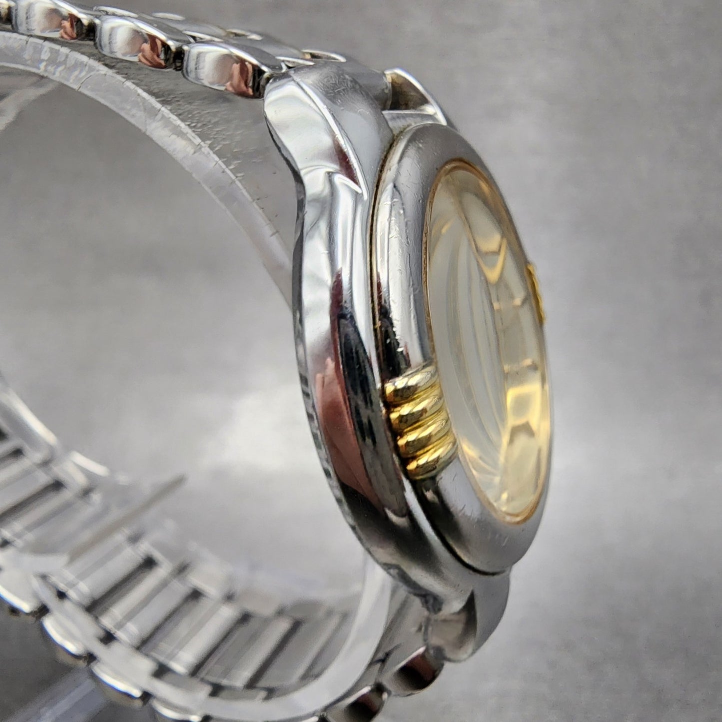 Yves Saint Laurent Watch Women 32mm Champagne Dial Two Tone Round new BatteryAB13