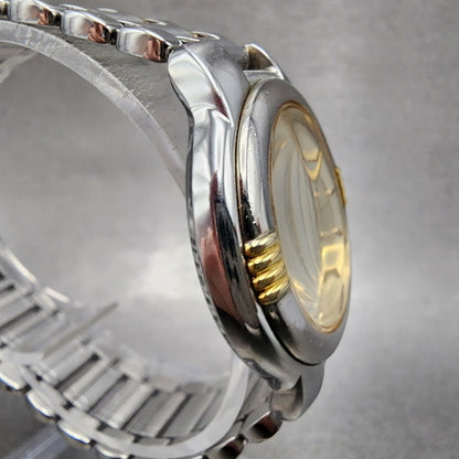 Yves Saint Laurent Watch Women 32mm Champagne Dial Two Tone Round new BatteryAB13