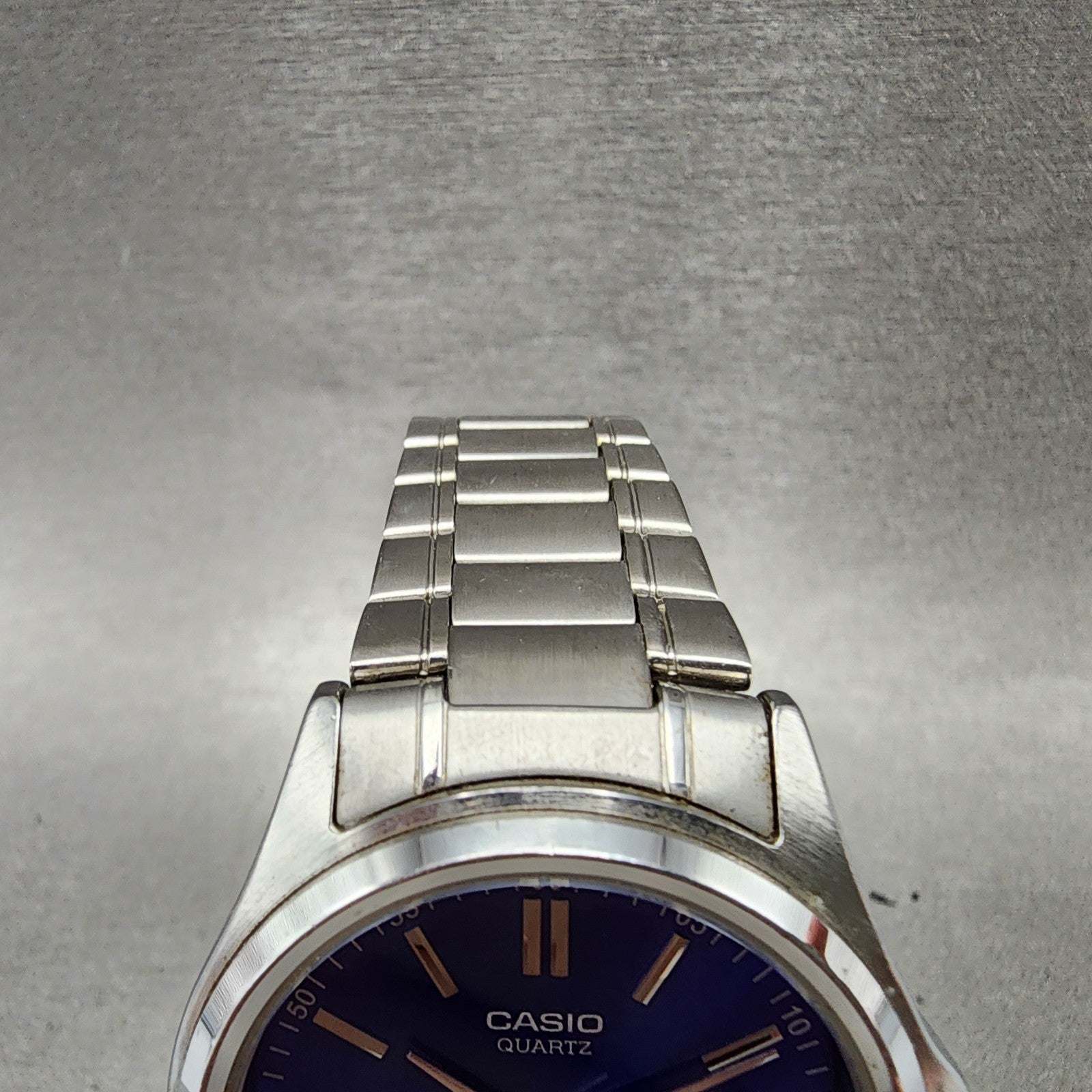 Casio Watch Men 37mm Blue Dial Silver Tone Daydate MTP1239DJ New Battery ABC1234