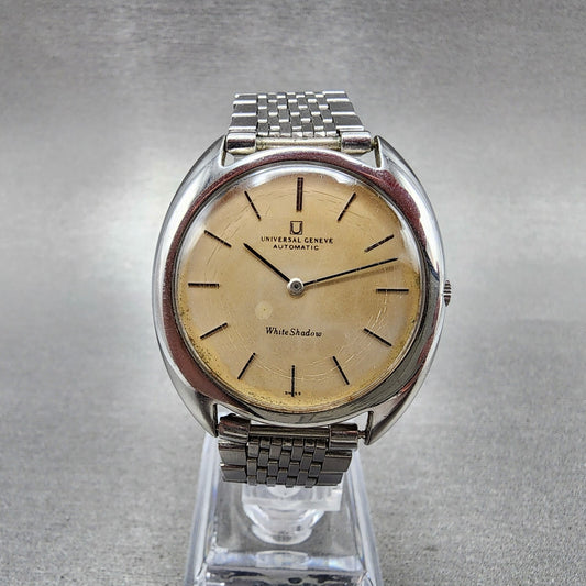 Universal Geneve White Shadow Automatic Watch Men 35mm Champagne Dial Steel Runs