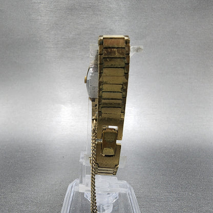 Seiko Watch Women 16mm Gold Dial Gold Tone Rectangle 16-5009 New Battery