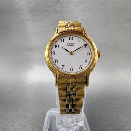 Seiko Watch Women 26mm White Dial Gold Tone Round V7006091 New Battery5