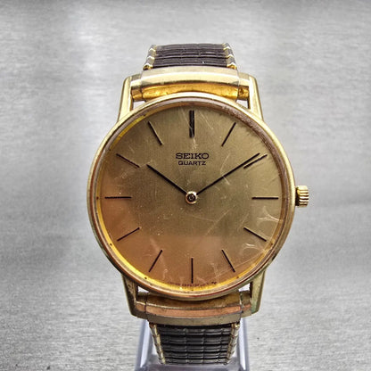 Seiko Watch Men 33mm Champagne Dial Gold Tone Round 2620-0139 New Battery VTG0