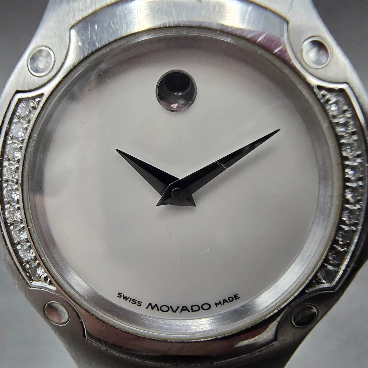 Movado Sports Edition Watch Women 27mm MOP Dial Silver Diamonds New Battery1