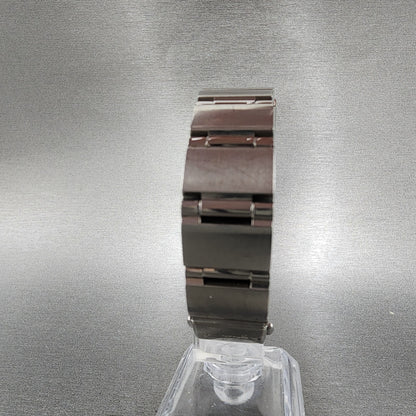 Anges B Dual Time Watch Women 19mm Black Dial Steel Rectangle New Battery7