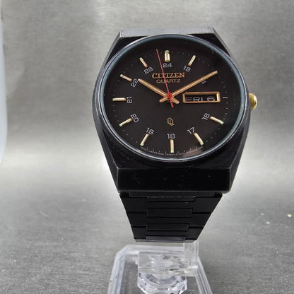 Citizen CQ Watch Men 35mm Black Dial Black Tone Daydate Round 6101-S05413 PARTS6