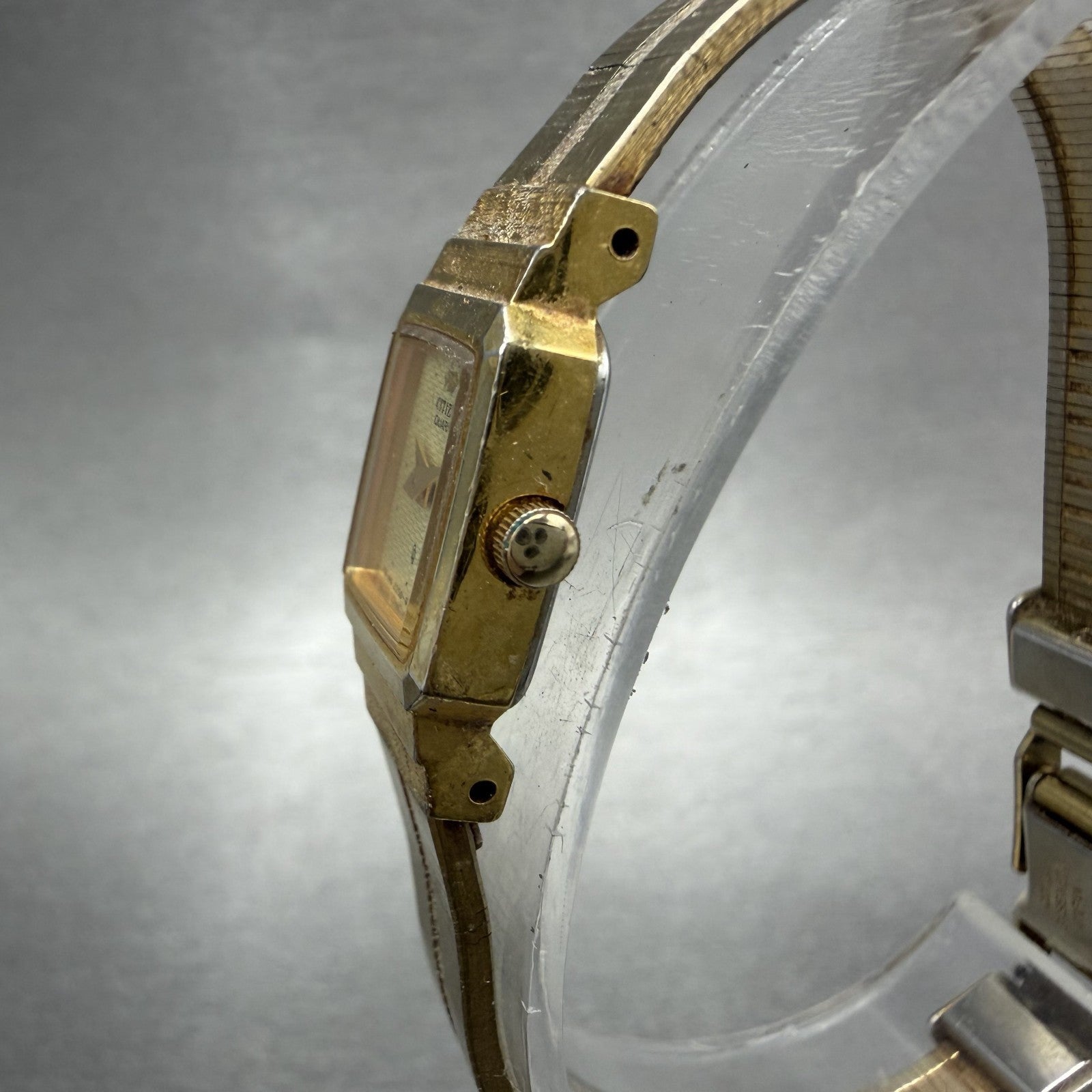 Citizen CQ Tank Watch Women 13mm Champagne Dial Gold Tone 2250 New Battery2