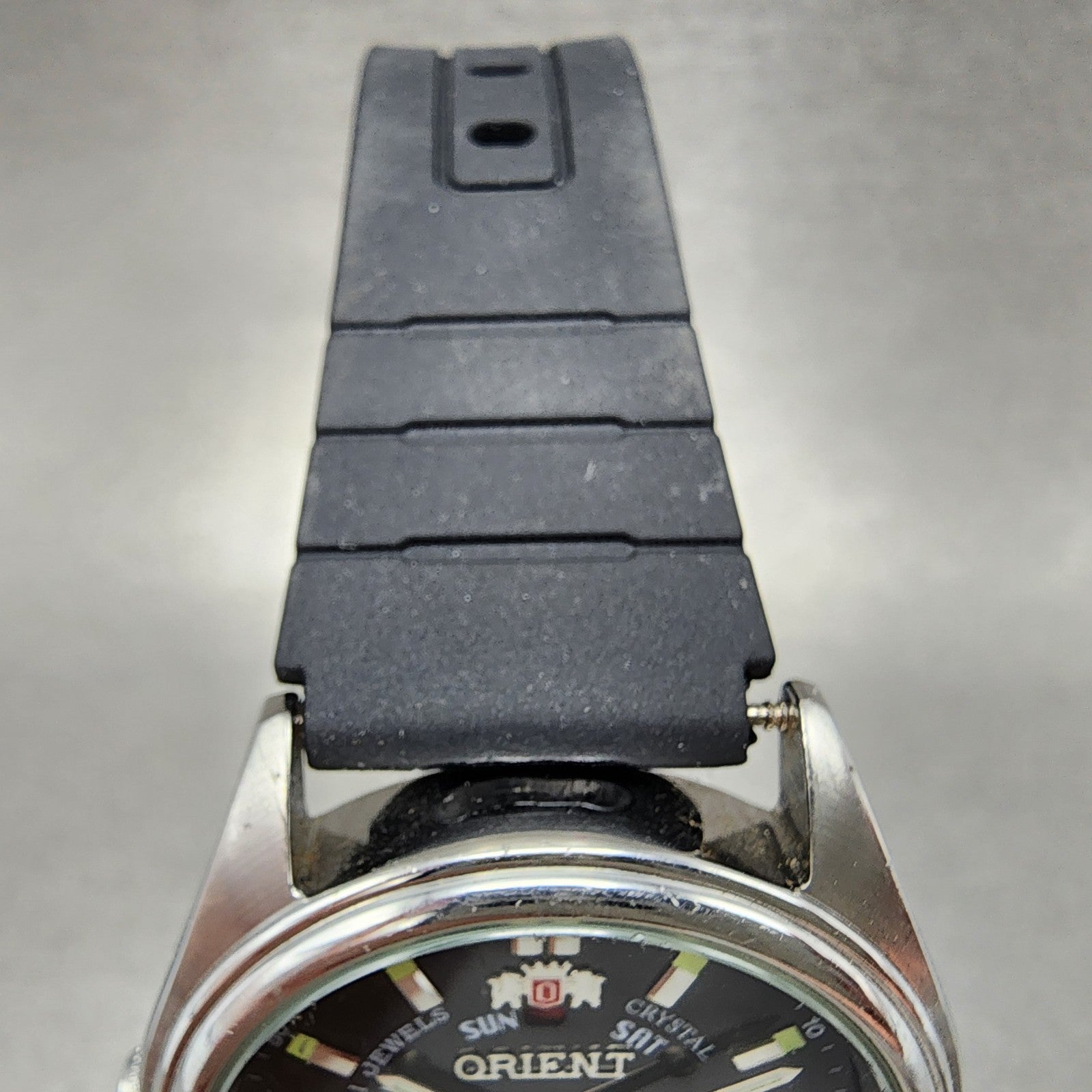 Orient Tri Star Watch Men 37mm Black Dial Steel Daydate Auto EM04D1 PARTS5