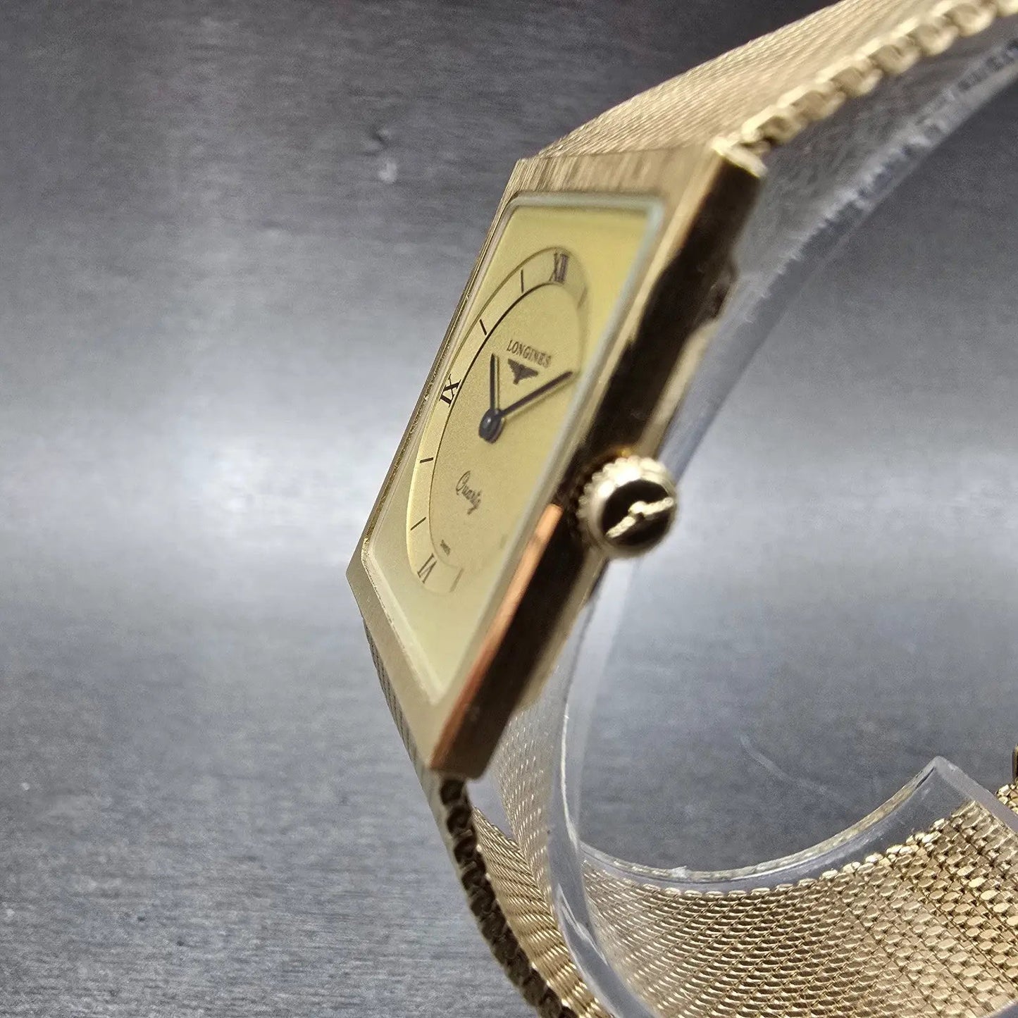 Longines Tank Watch Women 21mm Gold Dial Gold Tone Rectangle New Battery VTG2
