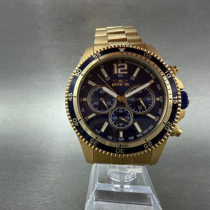 Invicta Specialty Chronograph Watch Men 45mm Blue Dial Gold Tone New Battery5