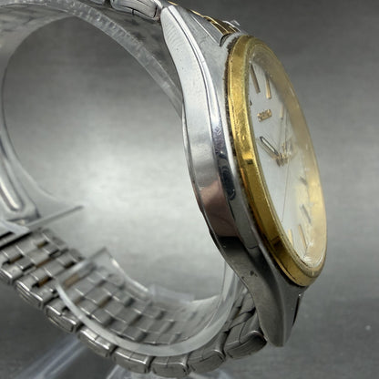 Seiko Watch Men 37mm Silver Dial Two Tone Daydate Round 7N43-9048 New Battery UL3