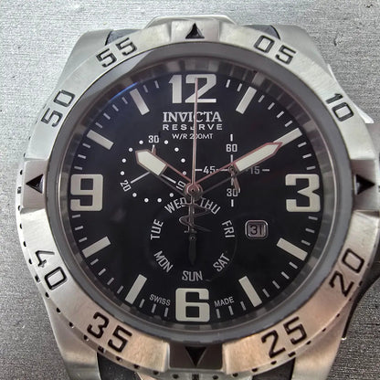 Invicta Reserve Excursion Chronograph Watch Men 50mm Black Dial Steel Daydate1