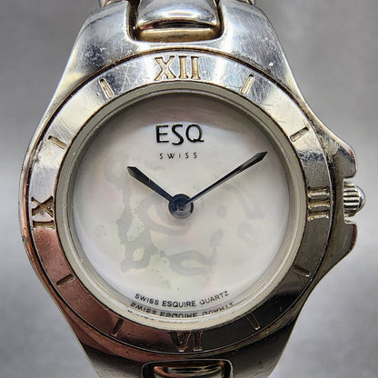 ESQ Watch Women 25mm MOP Dial Silver Tone Round 100532A New Battery1