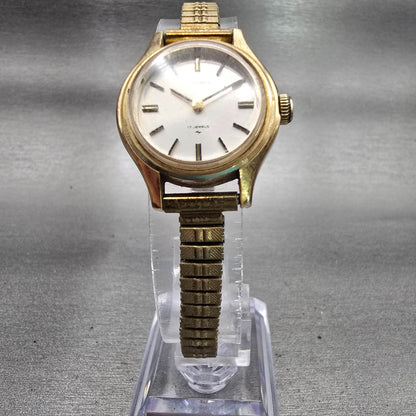 Seiko Watch Women 24mm White Dial Gold Tone Round 17-0730 Manal Wind Runs VTG5