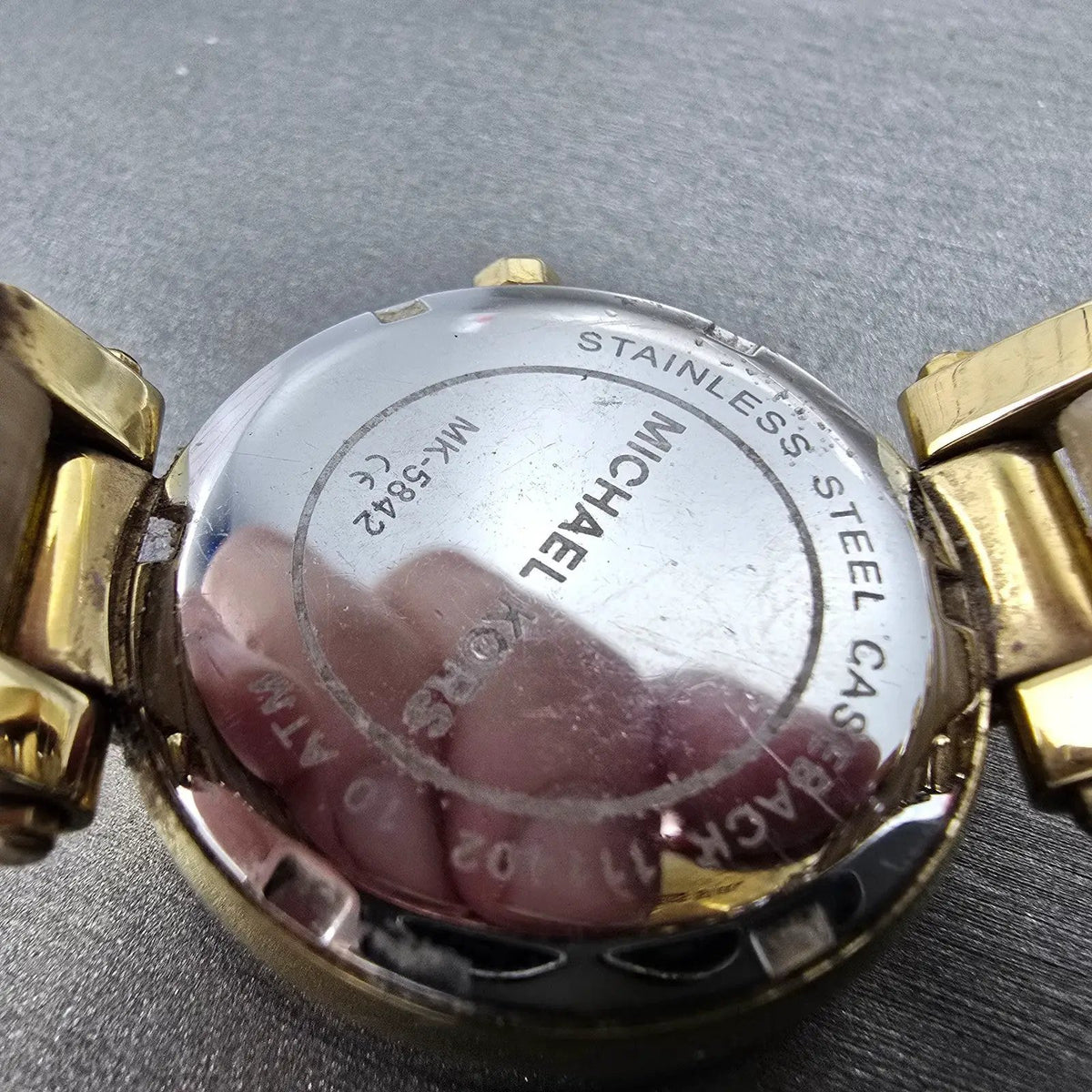 Michael Kors Mini Parker Watch Women 33mm Champange Dial Gold MK-5842 New batt 210