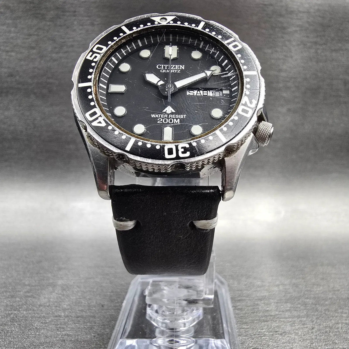 Citizen Dive Watch Men 37mm Black Dial Steel Daydate Round 5502-S012848 New Batt5